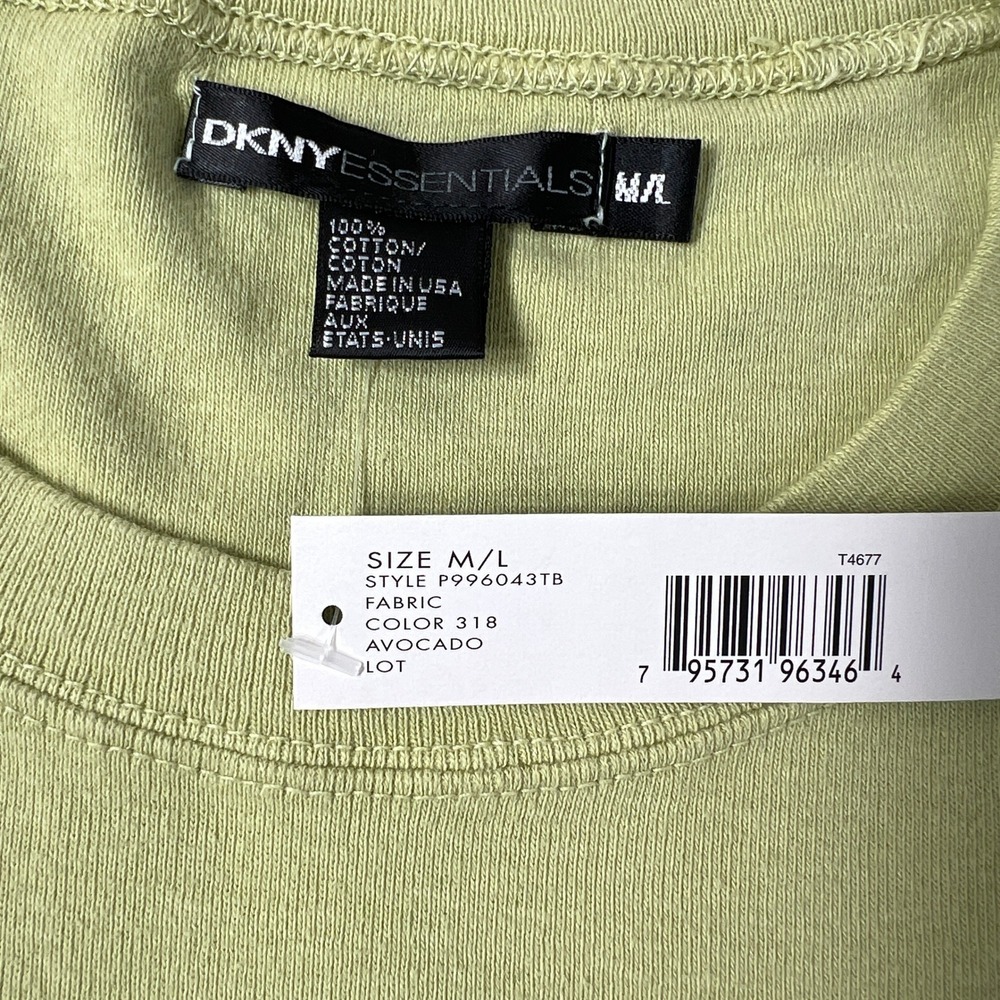 DKNY T-Shirt Women's M/L Avocado Green Logo Baby Tee Vintage 90s Made in USA NWT - Picture 4 of 9